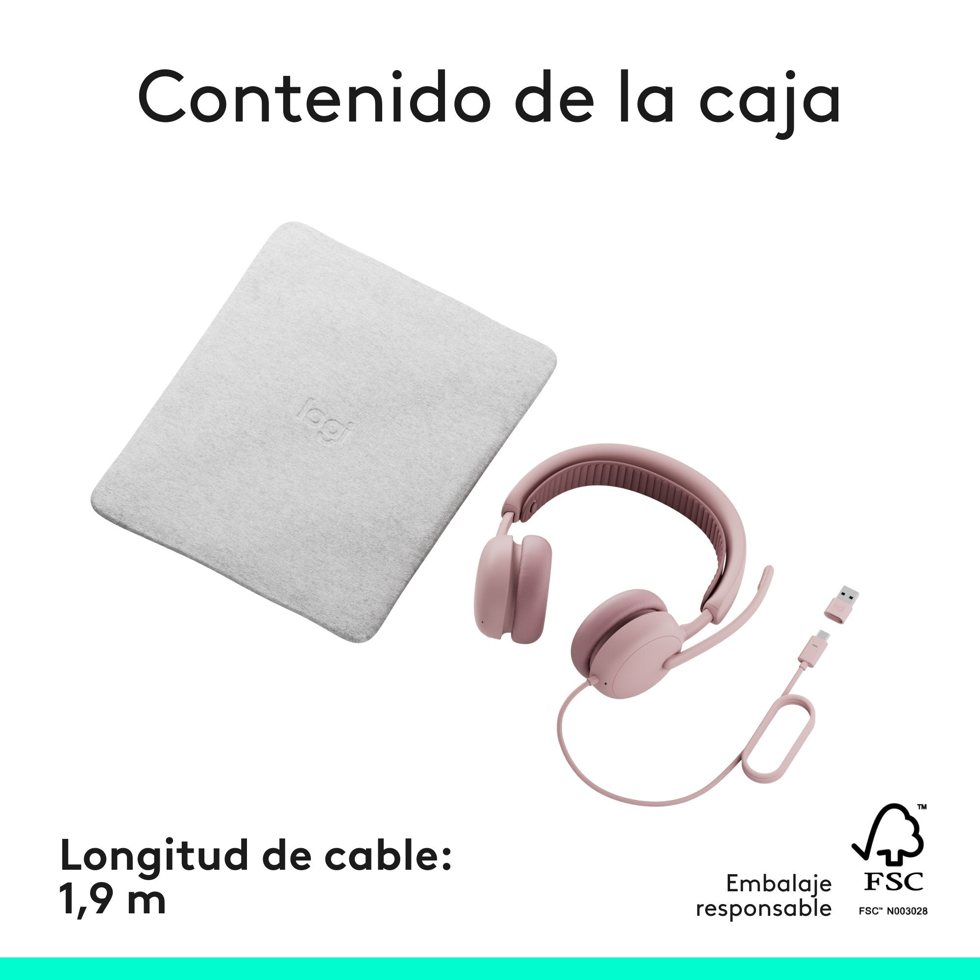 Logitech Zone Wired 2 Headset, Rose