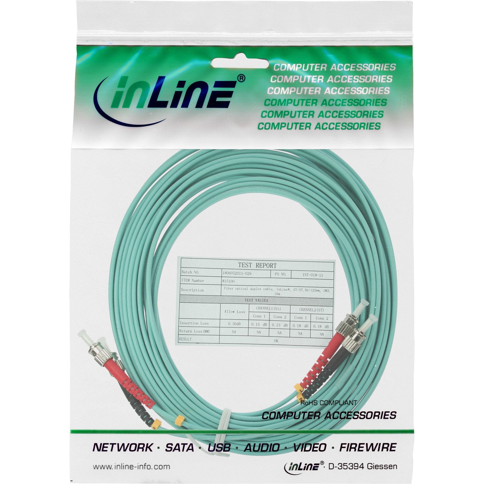 Cable Duplex De Fibra Óptica Inline St/St 50/125?M Om3 5m