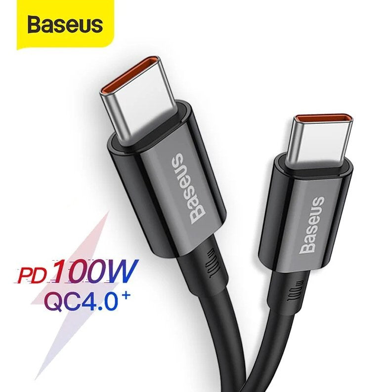 Cable Baseus Catys-C01 Usb-C - Usb-C Pd Qc Fcp 100w 5a 480mb/S 2m - Negro