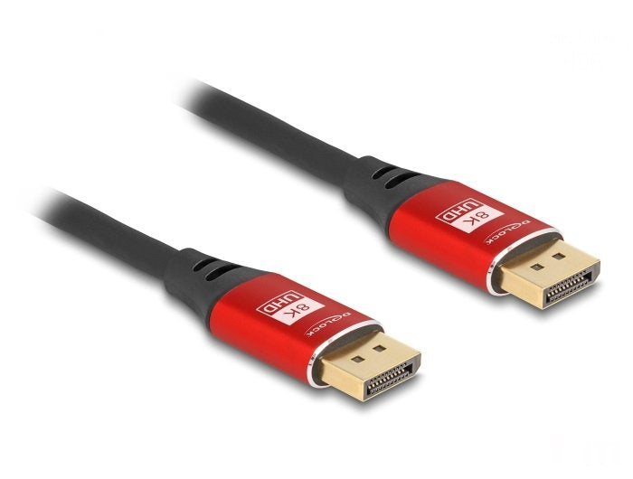 Cable Delock Displayport 8k 60 Hz 5m Rot Metall