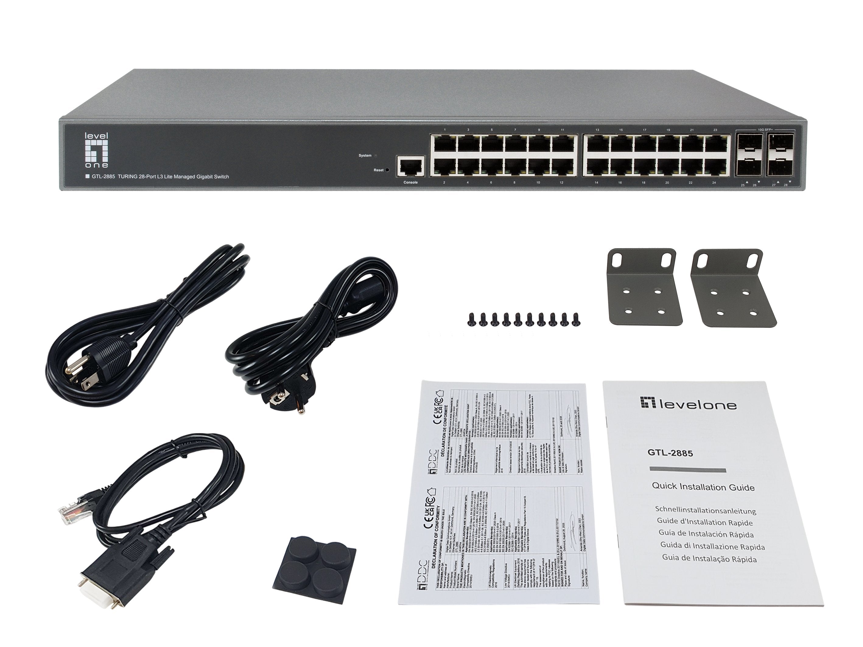 Levelone Switch 24xge 4x10gsfp+ Turing 19" Managed L3