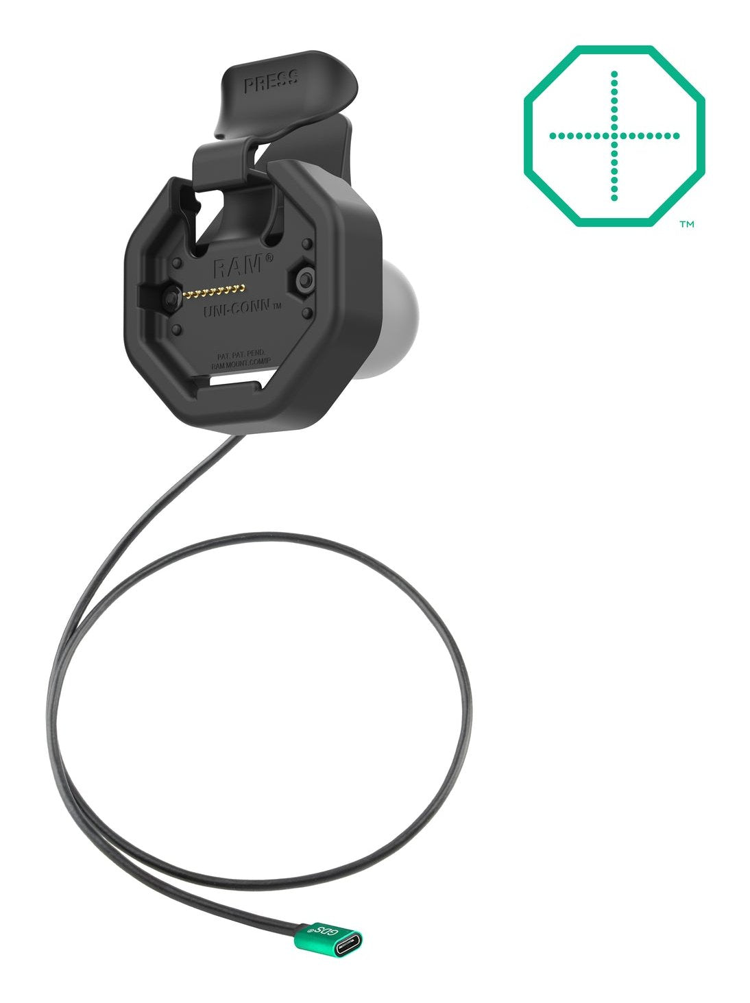 Gds Uni-Conn Powered Snap-In Octagon Dock With Usb-C Ram-Gds-Dock-U3cpu
