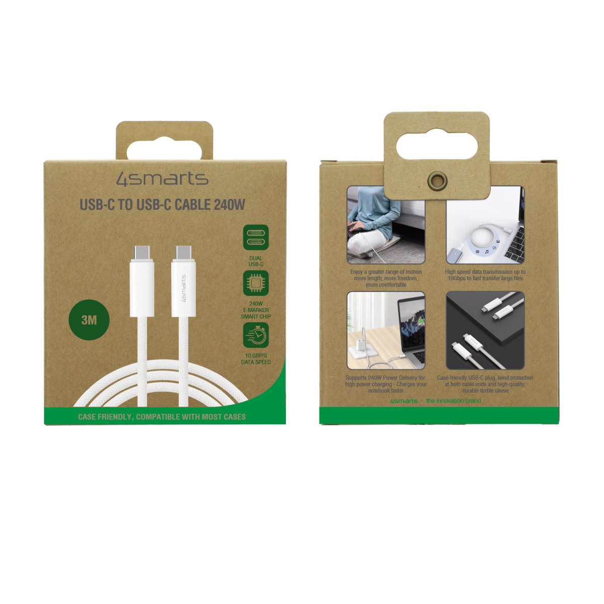 4smarts Usb-C Cable Premiumcord 240w 3m Blanco