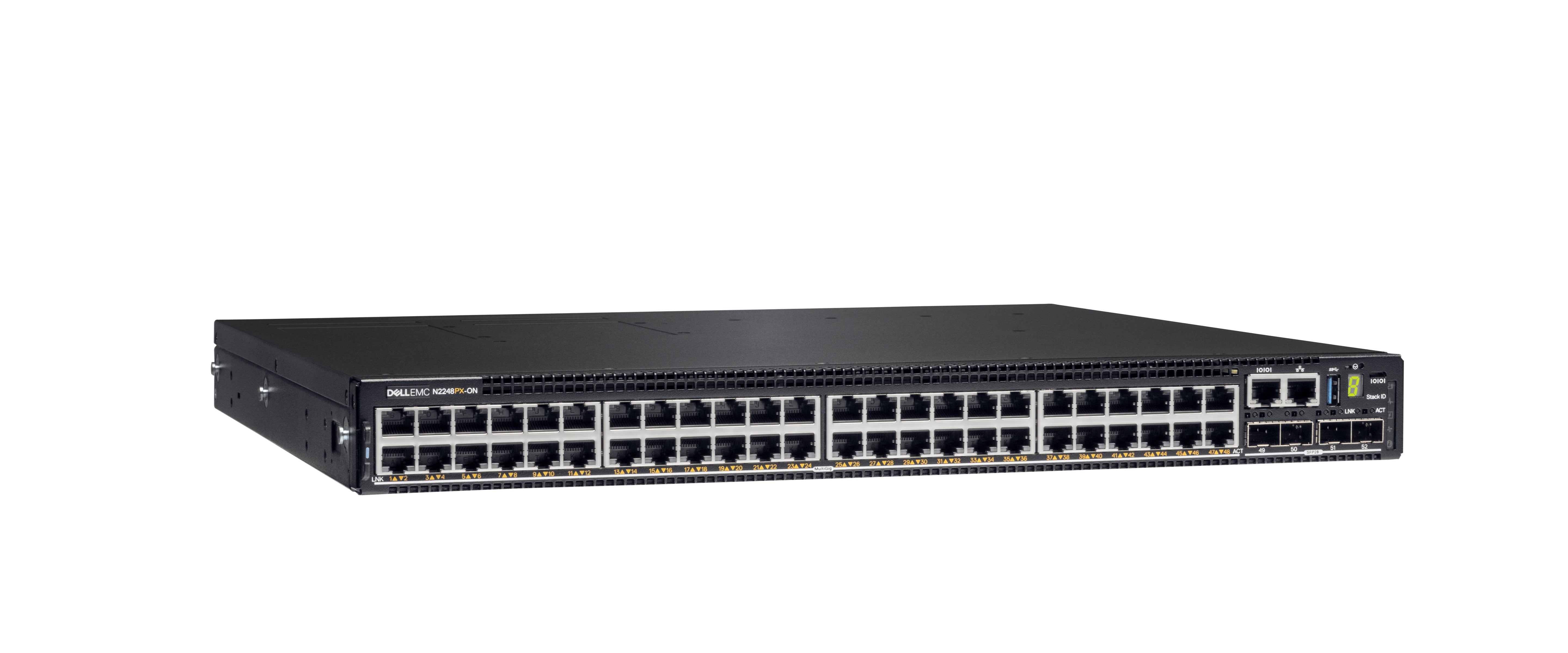 Dell Powerswitch N2248px-On 48x1,2.5g Poe 30w,60w 4x25g 2x40g Stacking 1xac Psu Io,Ps Airflow Os6