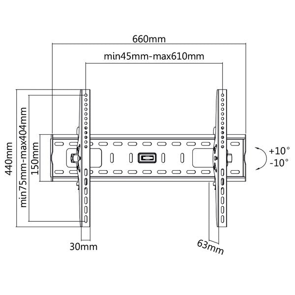 Wall Mount Tv Holder, Tiltable, <Lt/>75 Kg