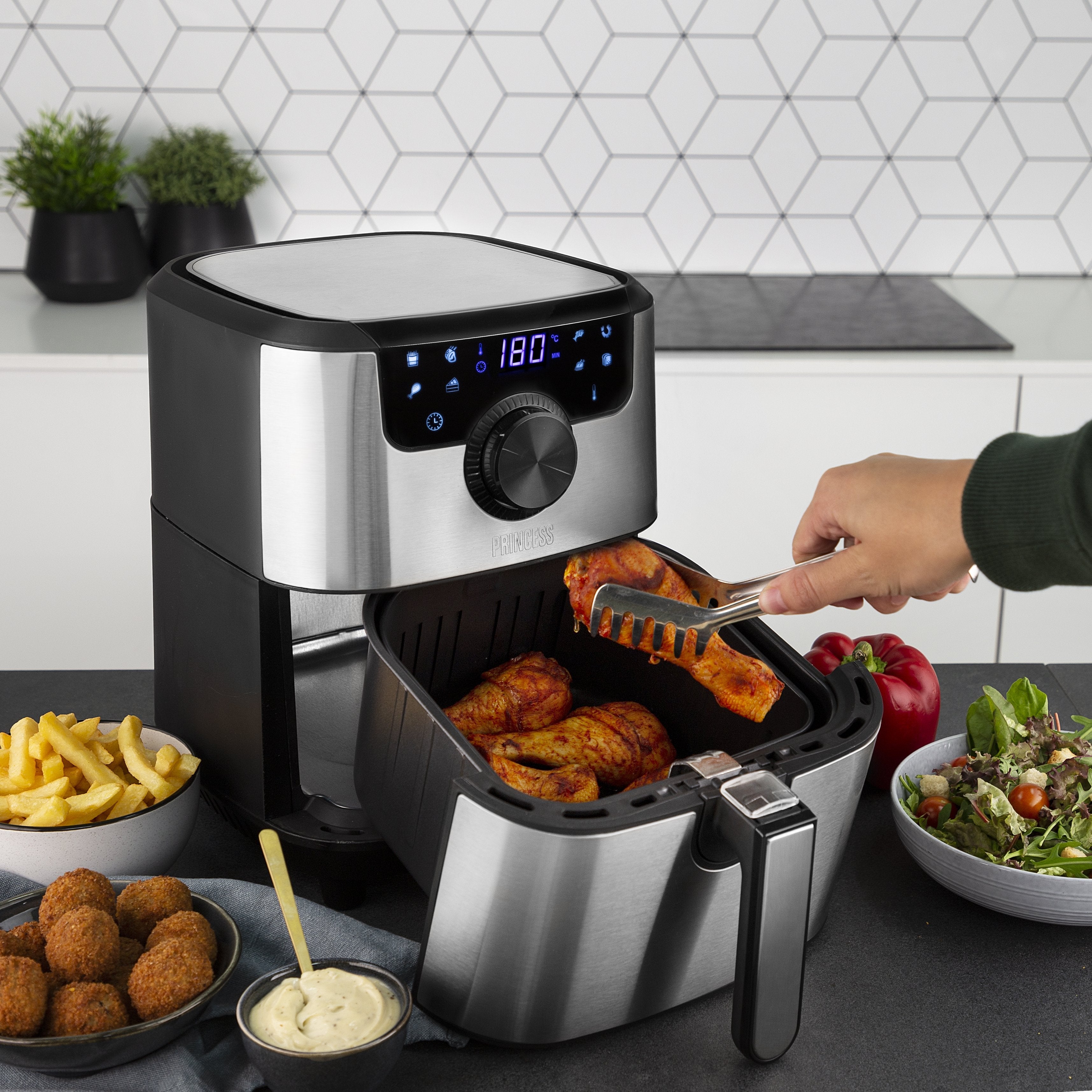 EAN 8713016091499 - Princess 182033 Sencillo 4,5 L Independiente 1500 W Freidora de aire caliente Plata imagen 20
