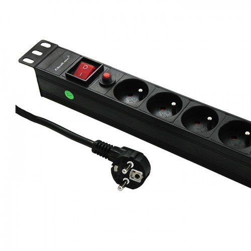 Qoltec Listwa Zasilajaca Antyprzepieciowa Cb Do Szafy Rack 19" 1u 16a Pdu 8xfrench 2m