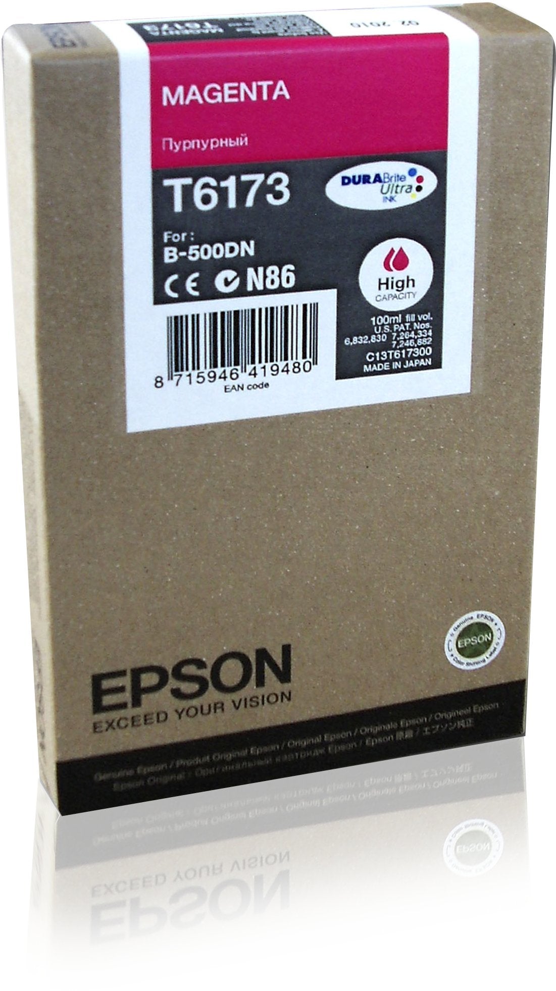 Original Epson Cartucho Inyeccion Tinta Magenta Capacidad Business Inkjet B/500/510 T1673