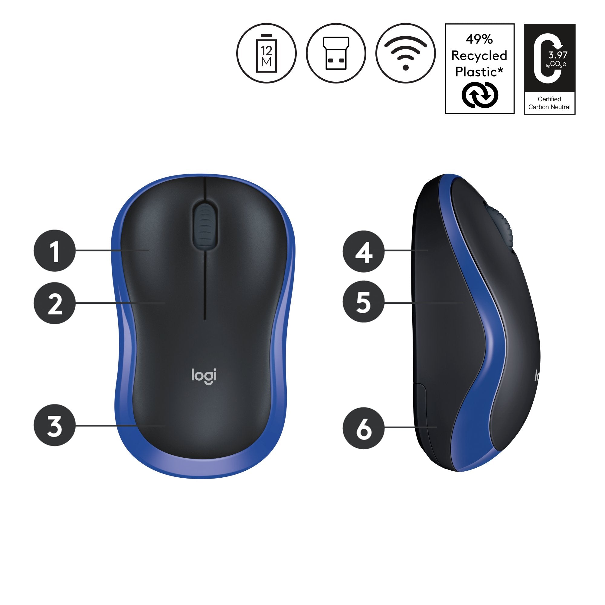 EAN 5099206028852 - Logitech 910-002239 ratón Oficina Ambidextro RF inalámbrico Óptico 1000 DPI imagen 6