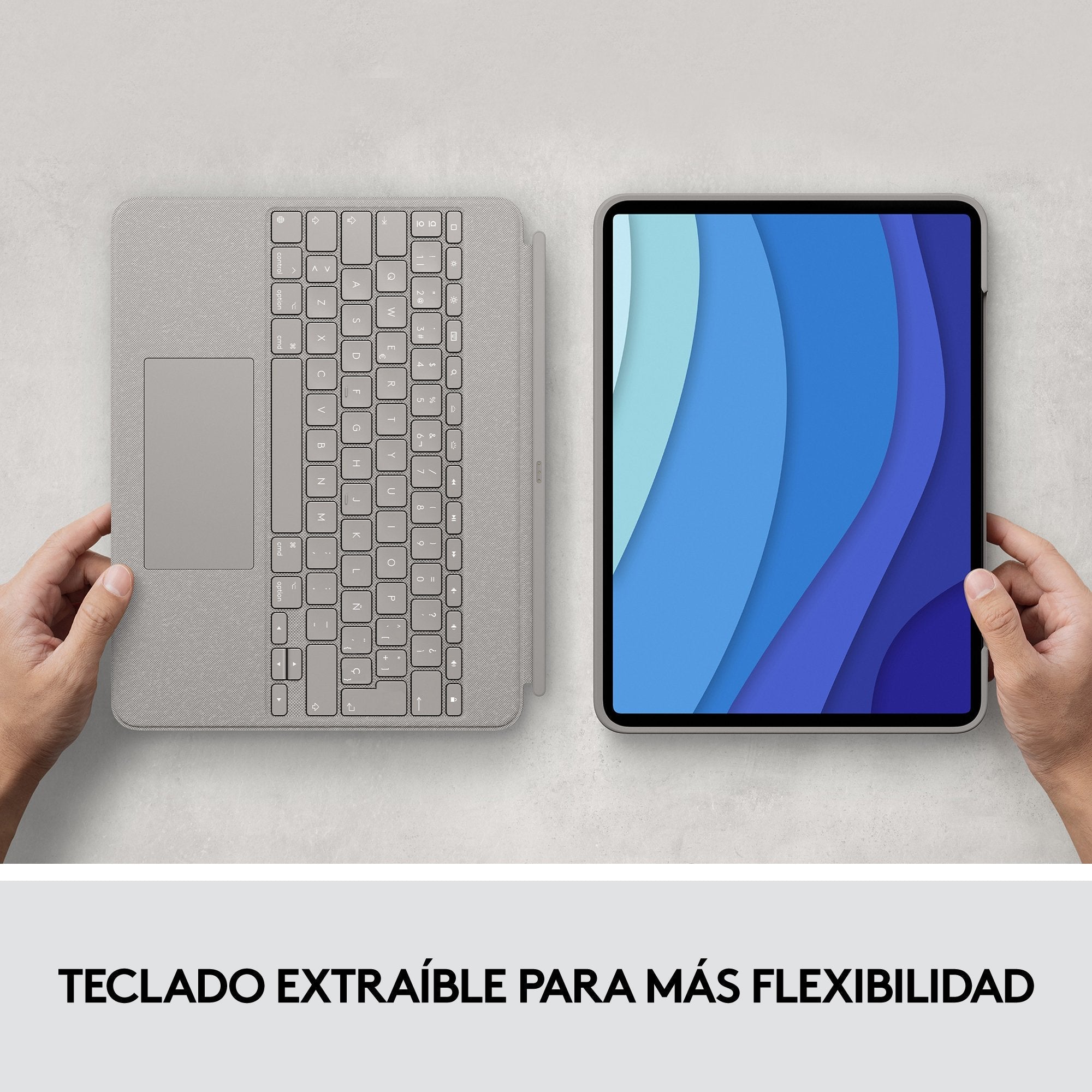 Funda + Teclado Español Logitech Combo Touch Sand Para Ipad Pro 12.9" (5 Gen)