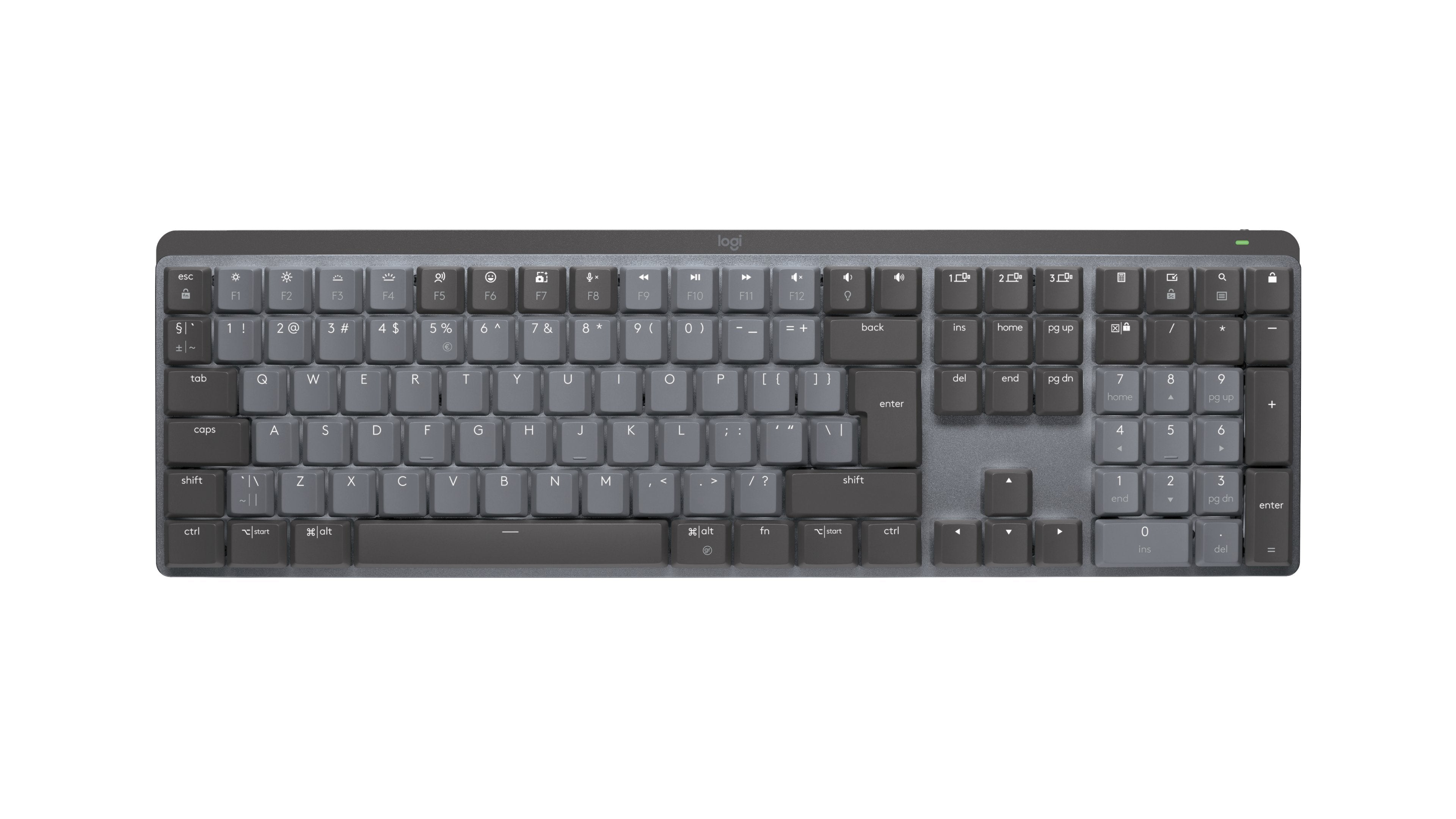 Teclado Ingles Logitech Mx Mechanical Rf Wireless + Bluetooth Qwerty Internacional De Ee.Uu. Grafito, Gris