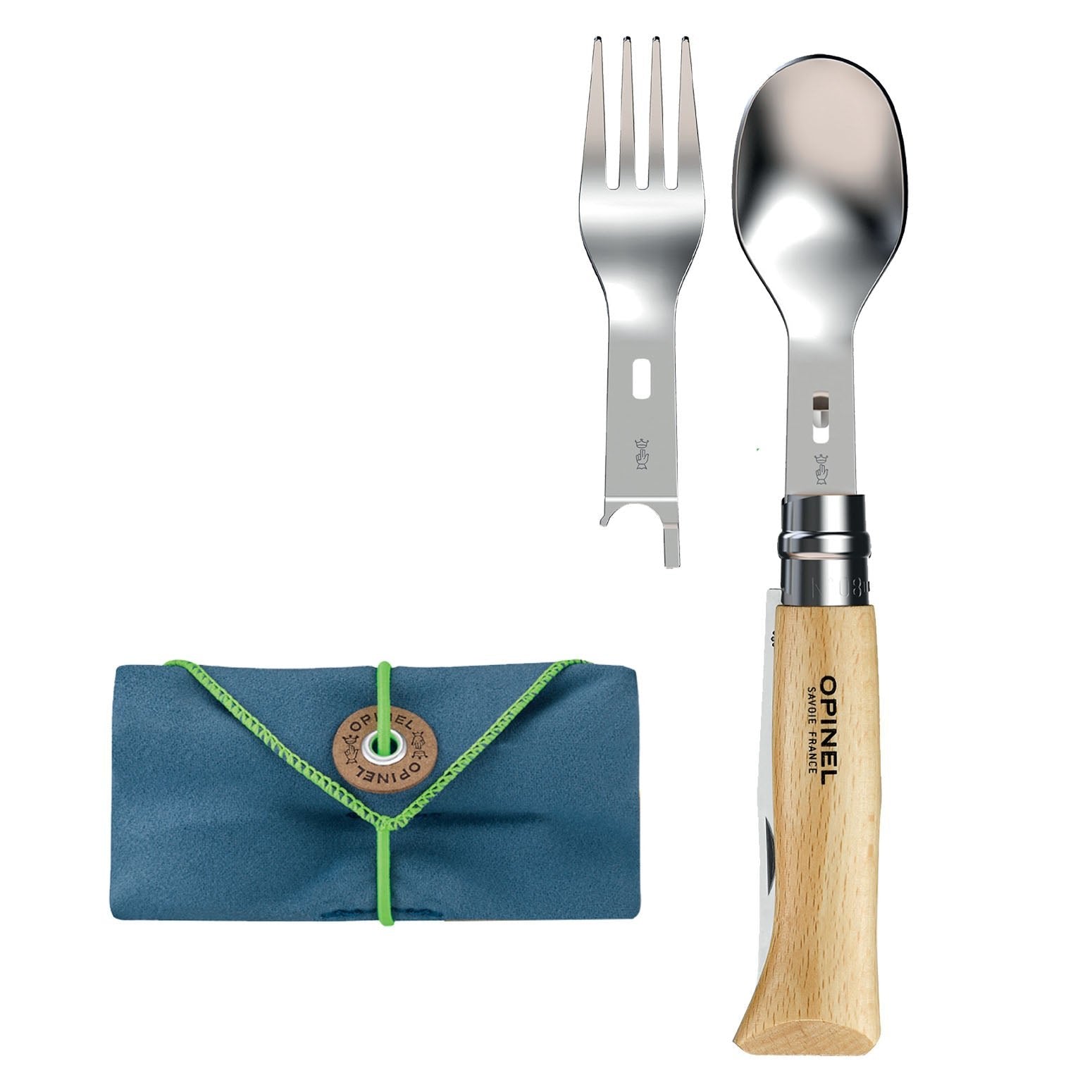 Complementos Set De Picnic, Navaja Nº8 + 2 Cubiertos. Opinel