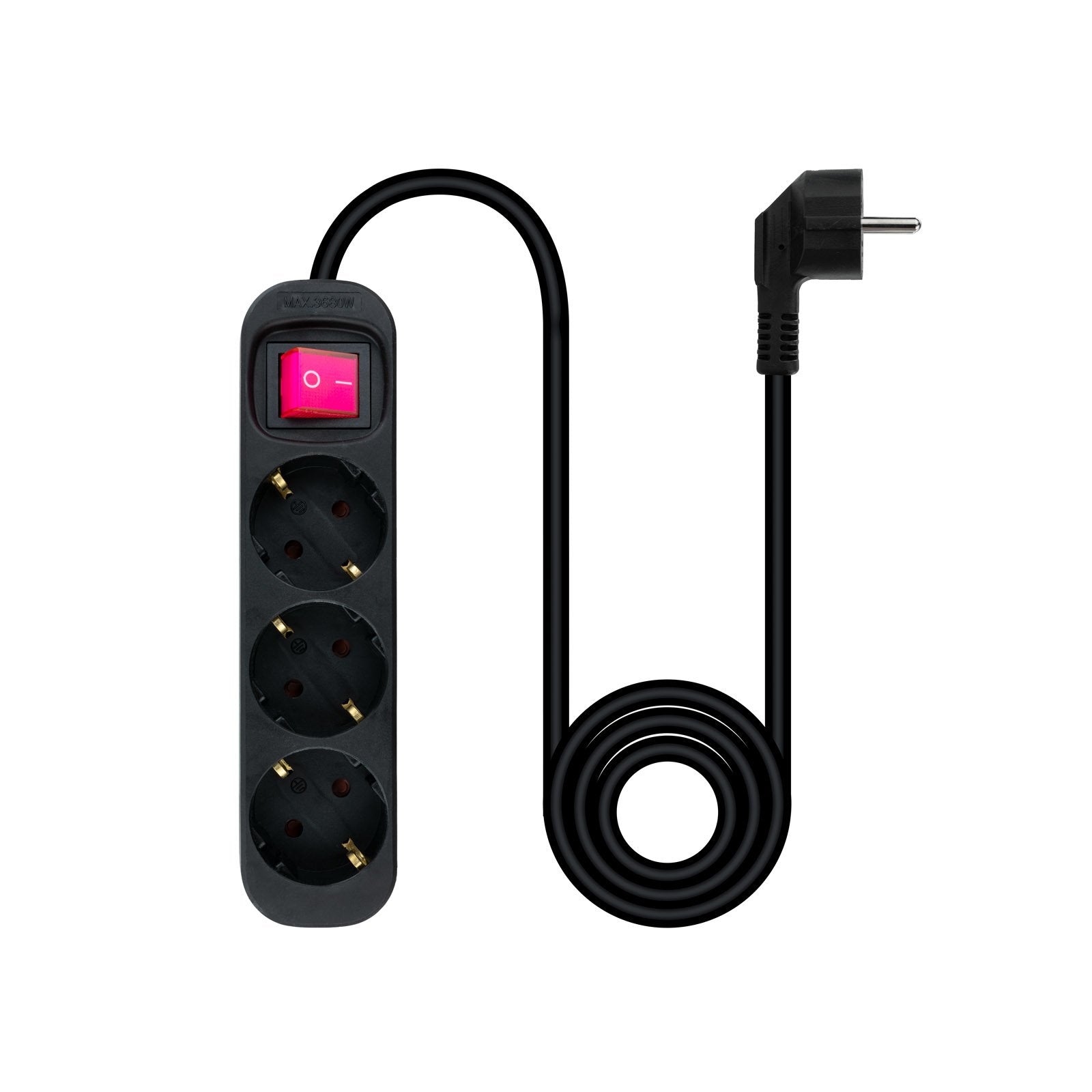 Nanocable Regleta 3 Tomas Interruptor 1.4m - Negro