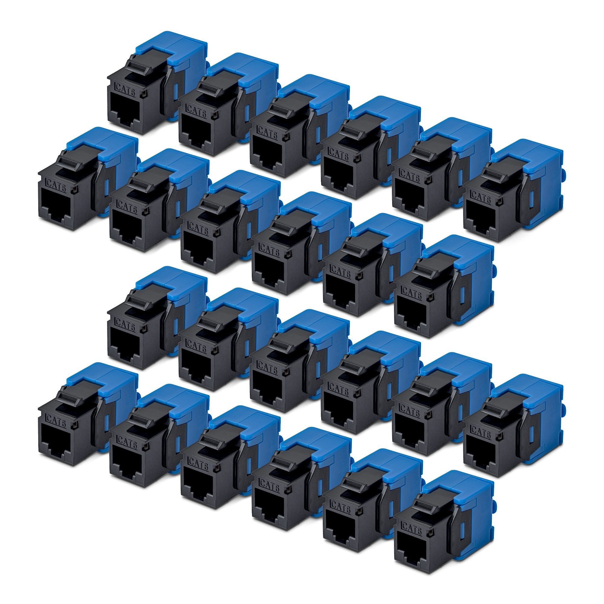 Startech.Com Cat6 Keystone Jack Módulo, Pack De 24 Rj45 Ethernet Keystone Conector Hembra, Utp Cat6 Wandbuchse, 180 Grad, Sin Herramientas, Negro, Plano, Negro, Azul, Rj-45, Conector Hembra, Conector Hembra, 10gbase-T