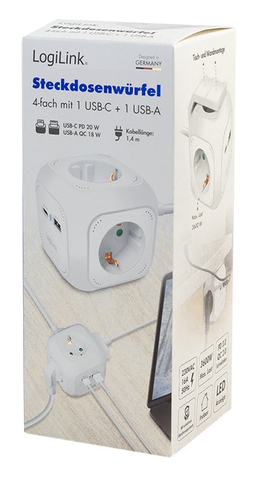 Logilink Lps283u Base Múltiple 1,4 M 4 Salidas Ac Interior Blanco