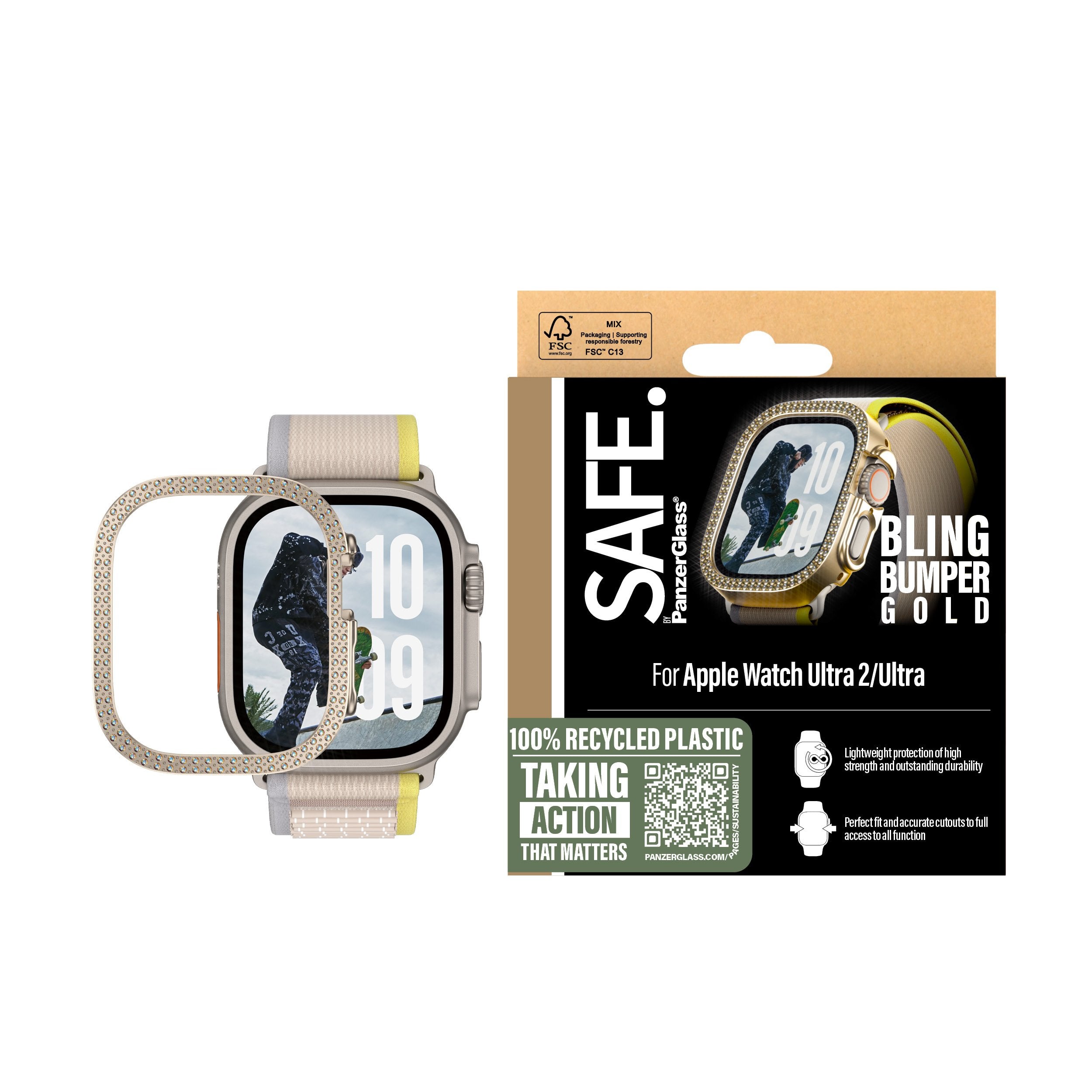 EAN 5715685003820 - PanzerGlass SAFE. by ® Bling Bumper Gold Apple Watch Ultra 3 | Ultra 2 | Ultra | 49mm funda para teléfono imagen 2
