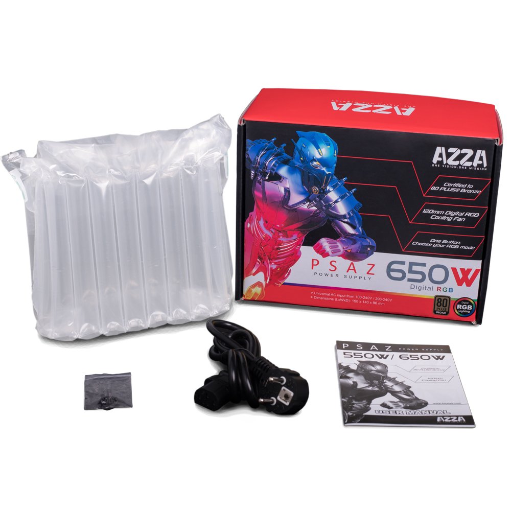 EAN 4712839557254 - Azza PSAZ-650W(ARGB) unidad de fuente de alimentación 20+4 pin ATX ATX Negro imagen 3