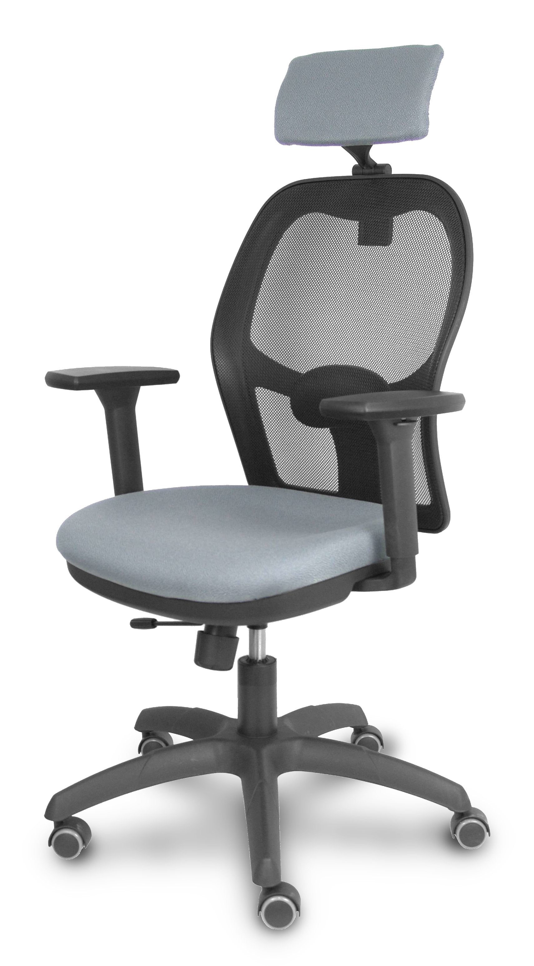 Piqueras Y Crespo Silla Jorquera Traslack Malla Negra Asiento Bali Gris Brazos 3d Cabecero Regulable