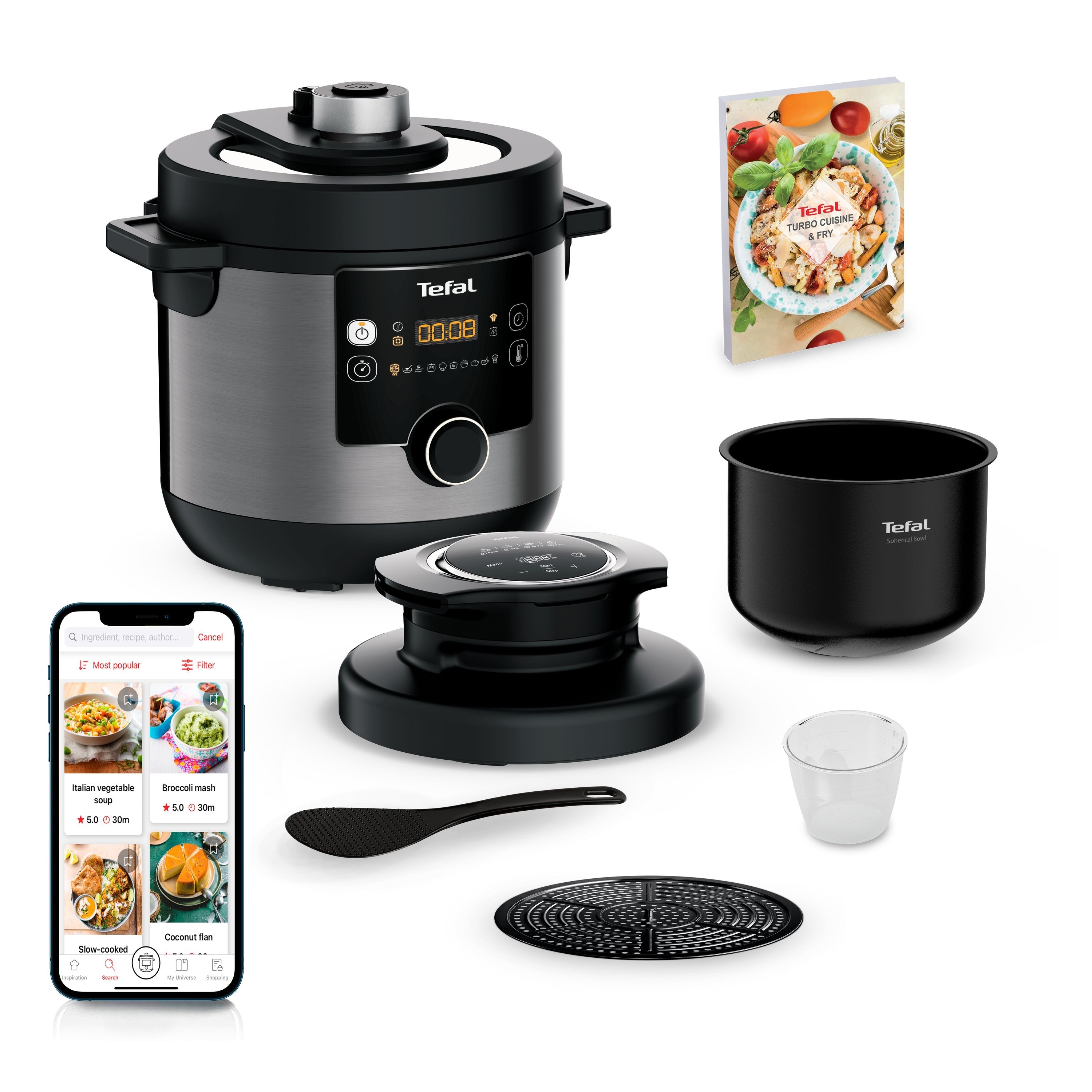 Tefal Cy7788 Olla Multifunción Turbo Cocina Y Fry, Negro