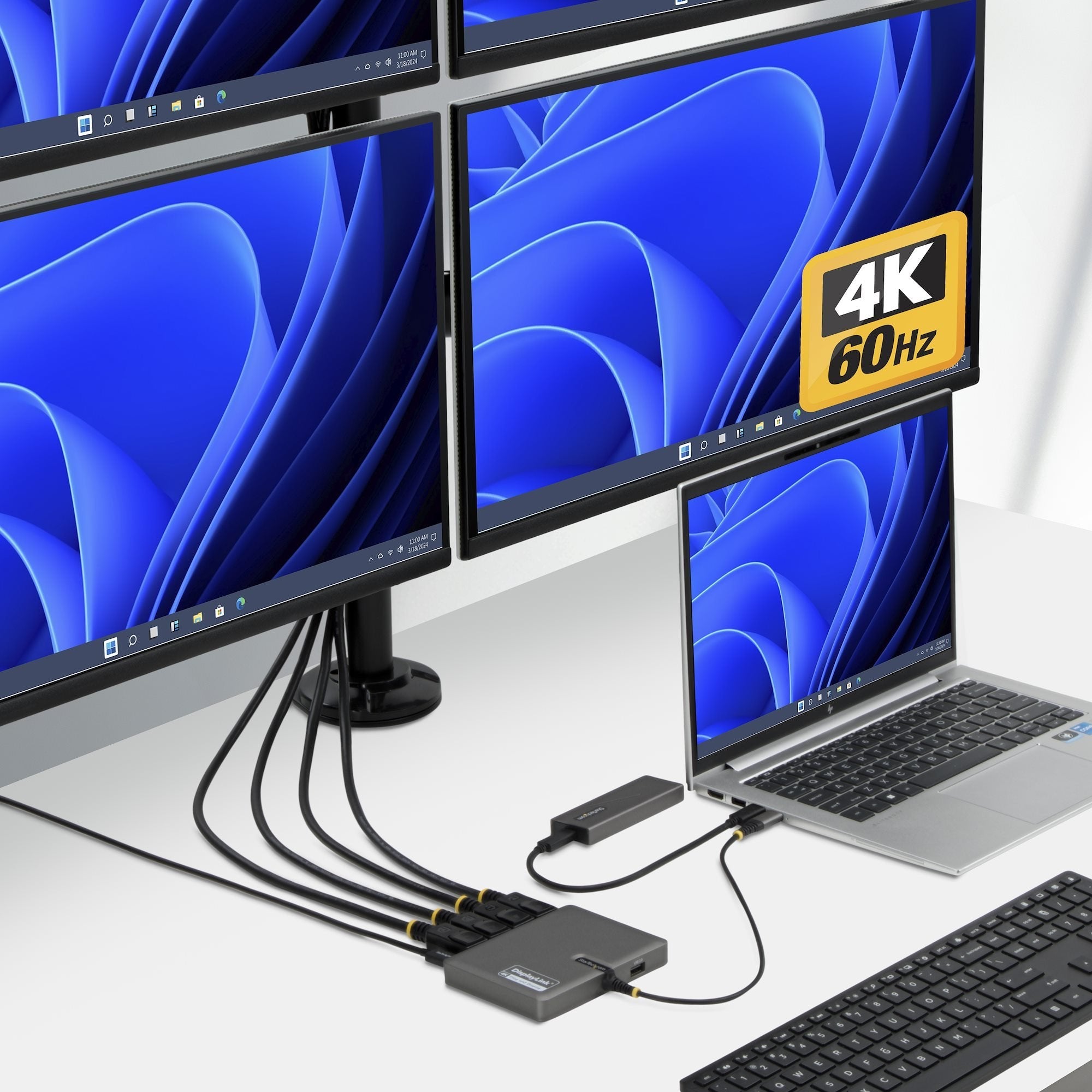Startech Usb-C Zu 4-Monitor Workstation Adapter 4k 60hz Displayport 140w Pd Passthrough Usb Fur Tastatur Und Raton Taa