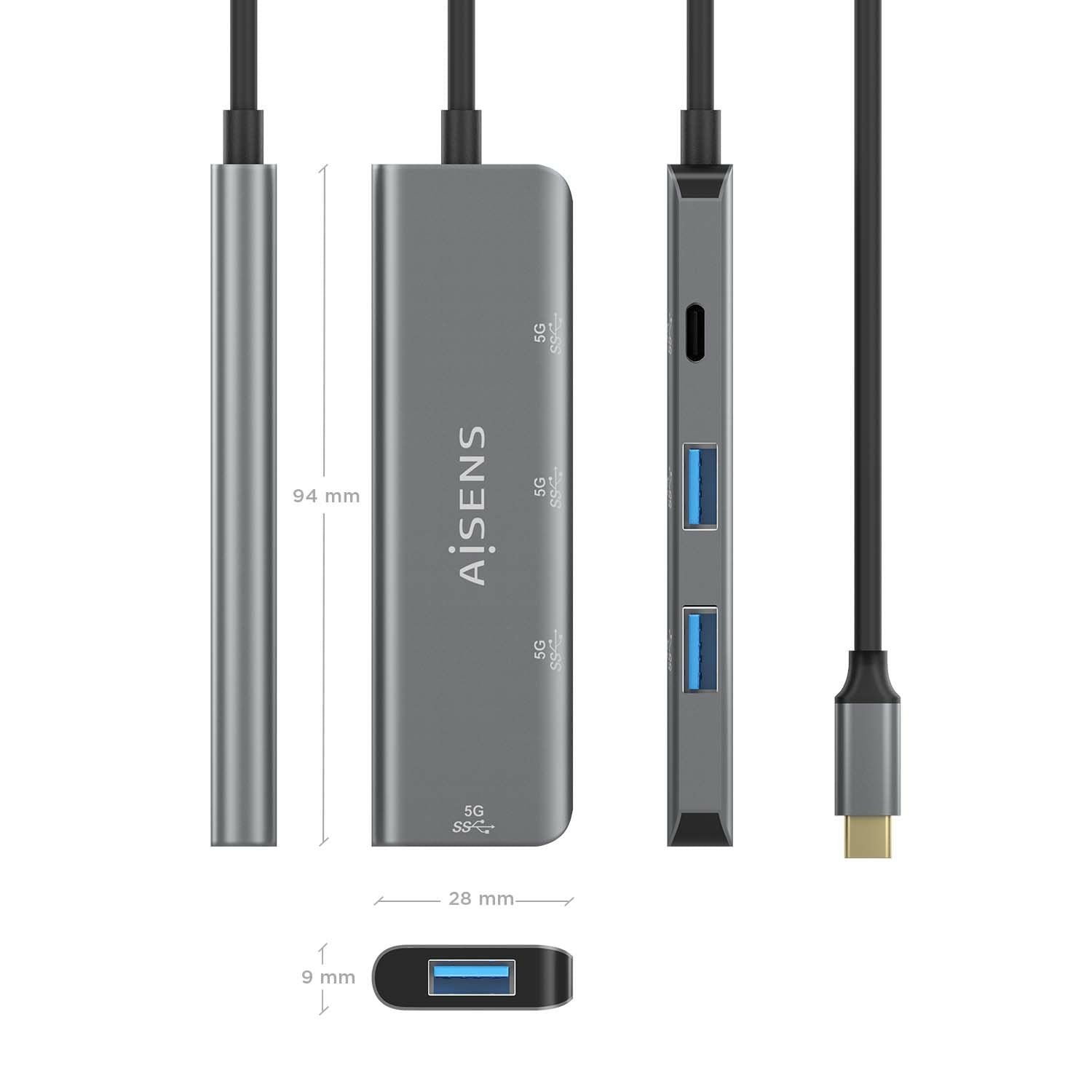 EAN 8436574709827 - AISENS A109-0762 hub de interfaz USB 3.2 Gen 1 (3.1 Gen 1) Type-C 5000 Mbit/s imagen 4