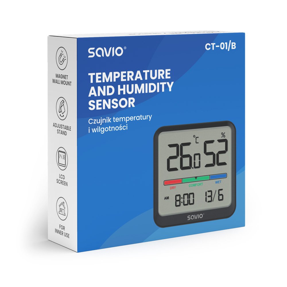 Temp./Humidity Sensor Savio Ct-01/B Negro
