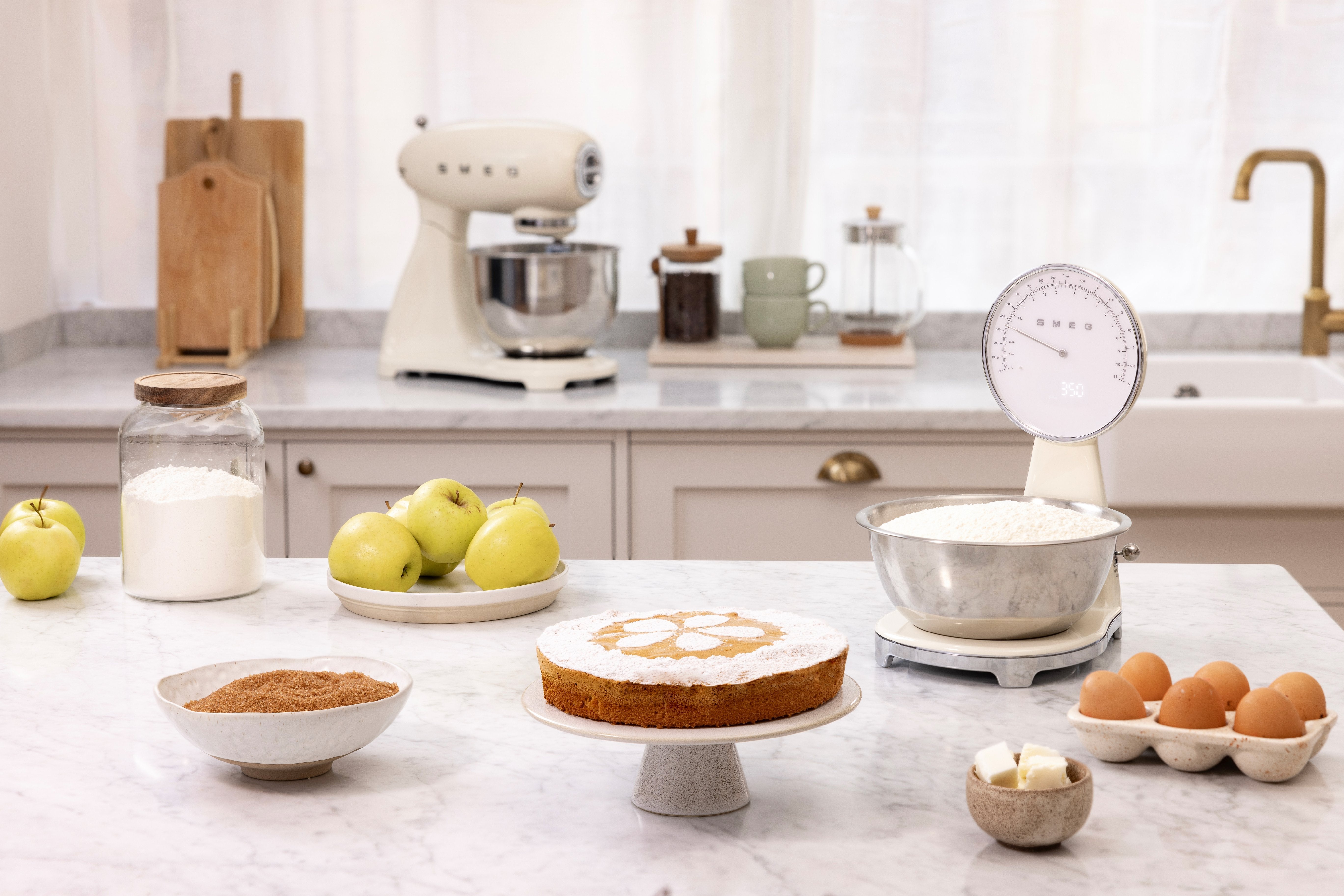 Báscula Electrónica Smeg Ksf01crww Crema De Color Encimera De Cocina