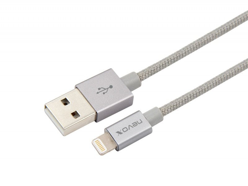 Cable Adaptador Usb Nevox, Conector Usb-A > Conector Lightning Plateado/Gris, 1 Metro, Con Funda 4250686405286.0