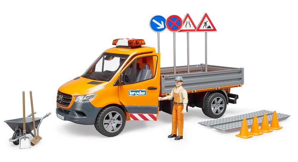 Bruder Mb Sprinter Municipal Con Módulo De Luz Y Sonido, Naranja, Incluido Conductor Y Accesorios 2677