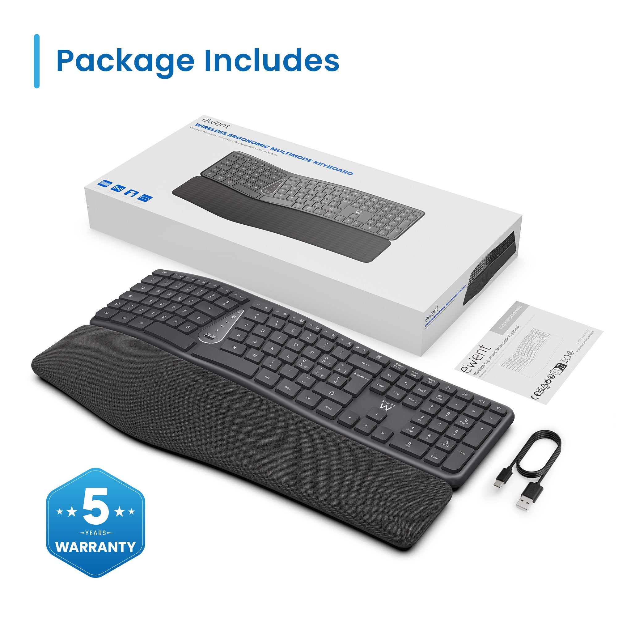 EAN 8052101434439 - Ewent EW3290 teclado Universal RF inalámbrica + USB QWERTY Español Negro, Gris imagen 2