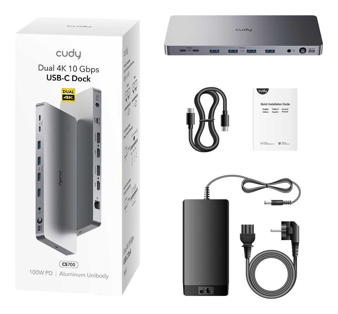 EAN 6971690793098 - Cudy CS700 base para portátil y replicador de puertos Acoplamiento USB 3.2 Gen 2 (3.1 Gen 2) Type-C Gris, imagen 6