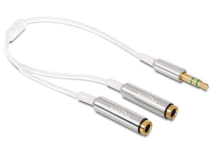 EAN 4043619653553 - DeLOCK 65355 cable de audio 0,25 m 3,5mm 2 x 3.5mm Plata, Blanco imagen 1