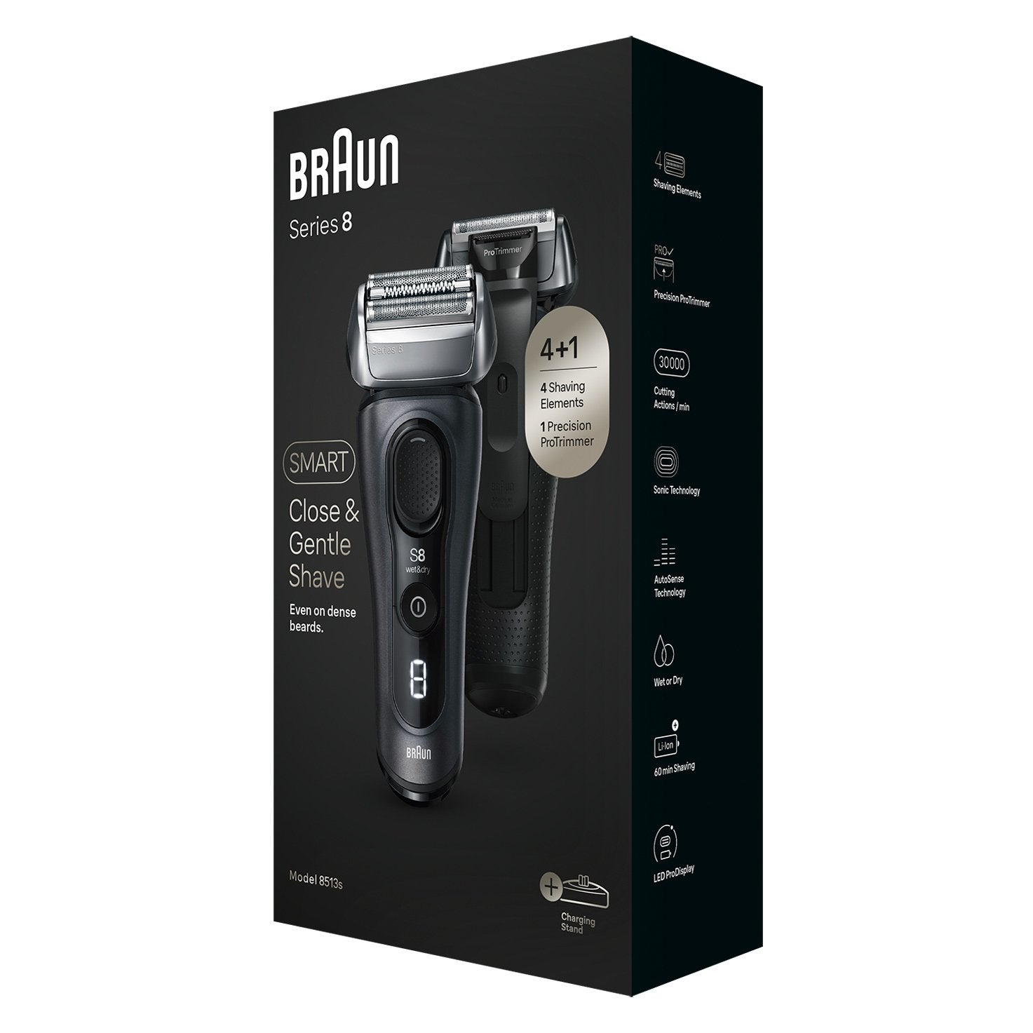 Braun Series 8 - 8513s, Máquina De Afeitar Gris Azul Oscuro/Negro
