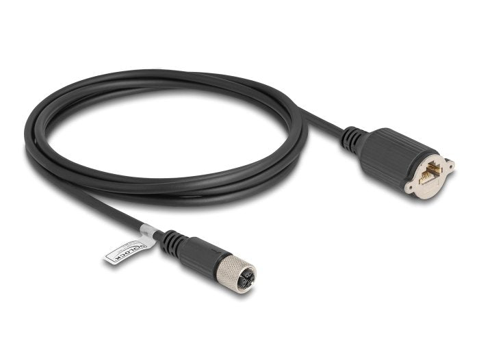 Delock M12 Cable X-Kodiert 8 Pin Hembra A Rj45 Hembra Cat.6a S/Ftp 2 M Negro