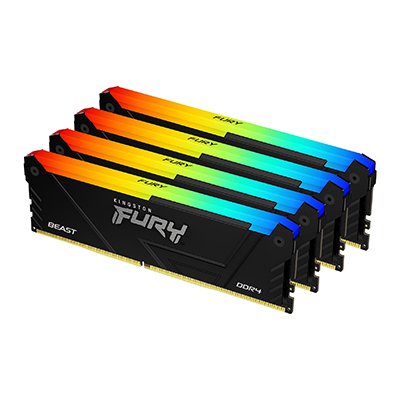 Memoria Kingston Fury Dimm Ddr4 32 Gb 3200 (4x 8 Gb) Kf432c16bb2ak4/32, Beast Rgb, Intel Xmp Kf432c16bb2ak4/32 Negro