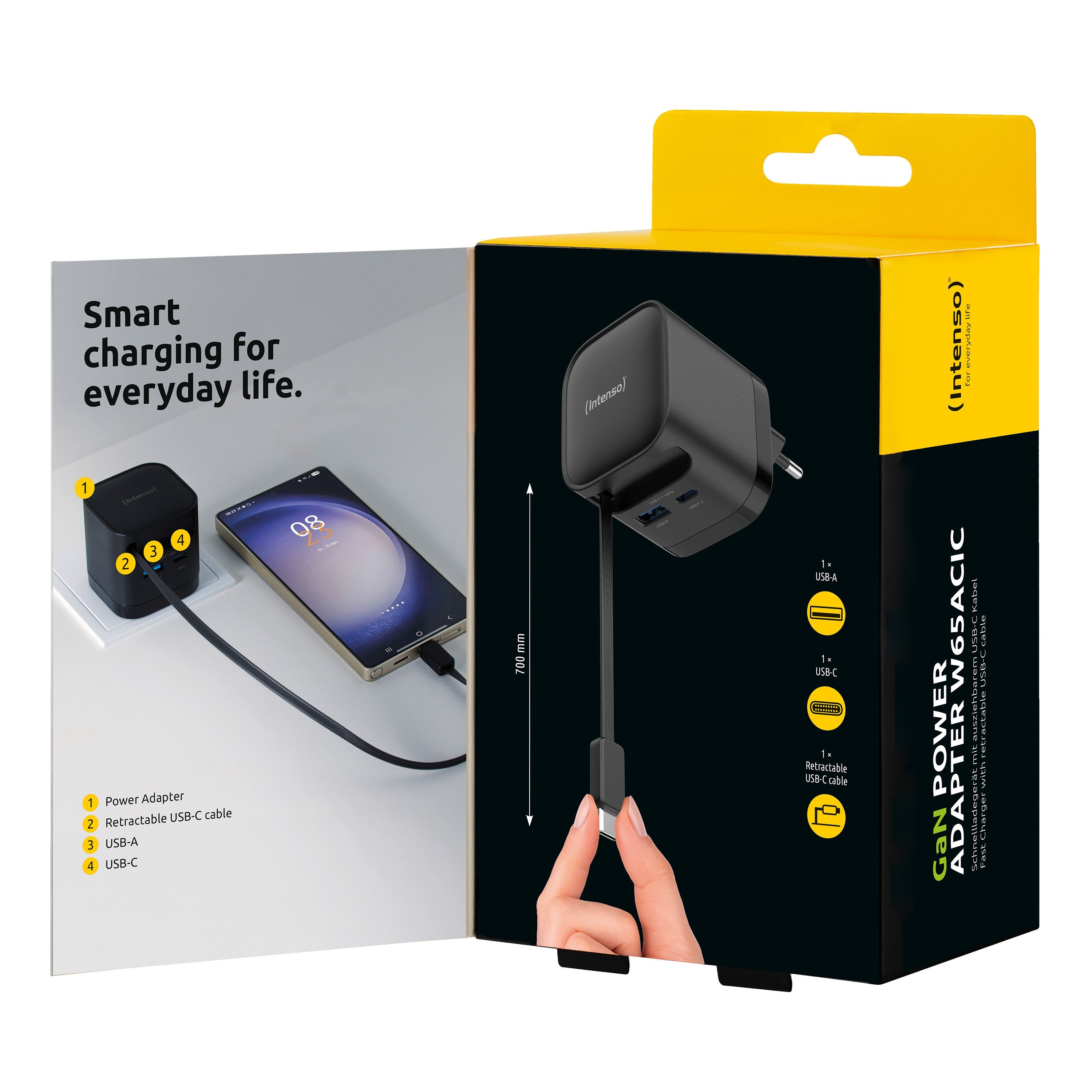 Intenso Compact Fam Charger 65w Usb-C Usb-A Negro
