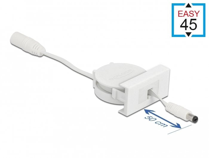 Delock Easy 45 Modul Power Ausrollcable Dc 5,5 X 2,1 Mm Buchse Stecker Weiss