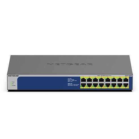 Switch 16 Ptos Netgear 10/100/1000 Gs516pp 16ptos Gigabit / No Gestionable / Poe+ / 260w Gs516pp-100eus