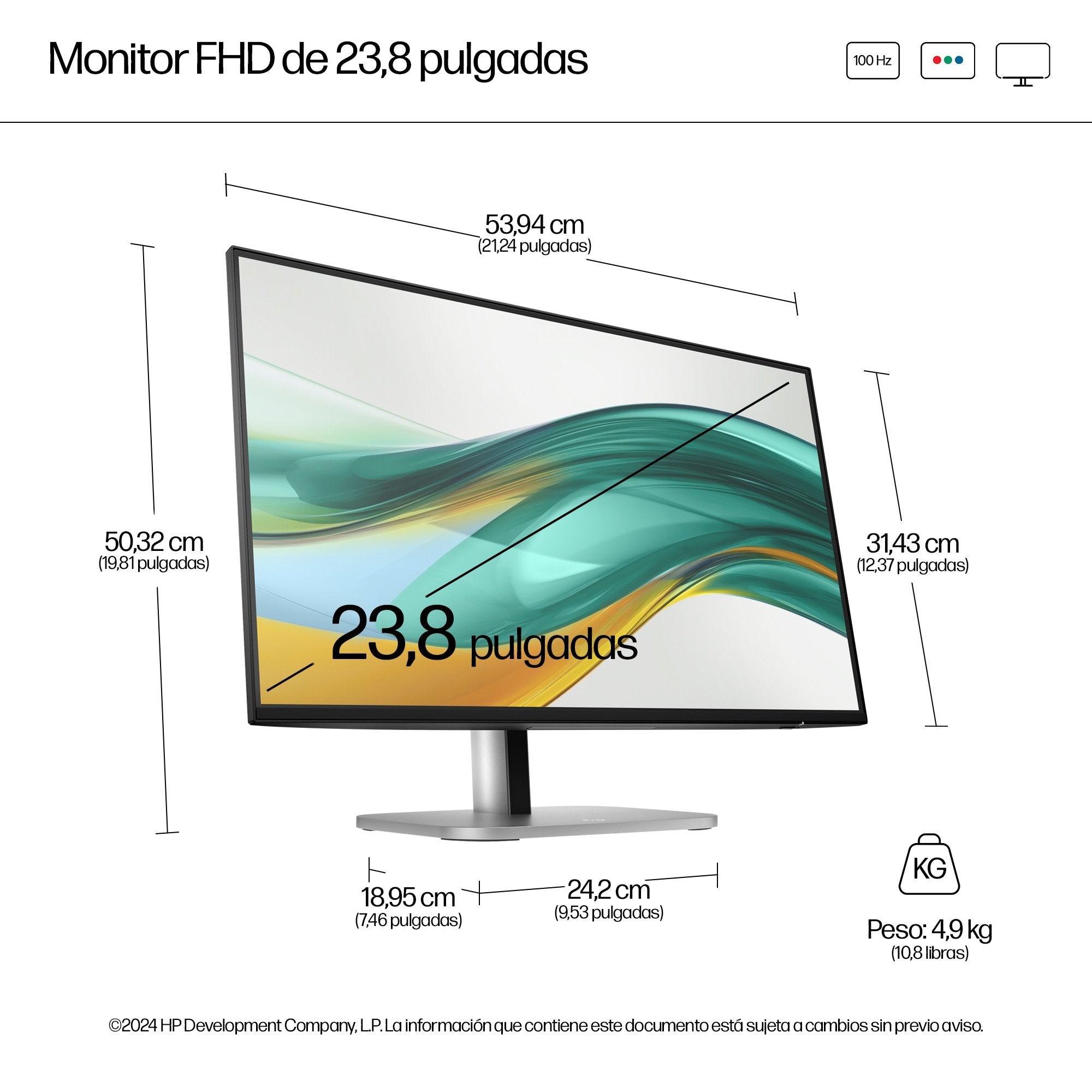 EAN 0197961404357 - HP Series 5 Pro 23.8 inch FHD Monitor - 524pf PVC Free pantalla para PC 60,5 cm (23.8") 1920 x 1080 Pixel imagen 8