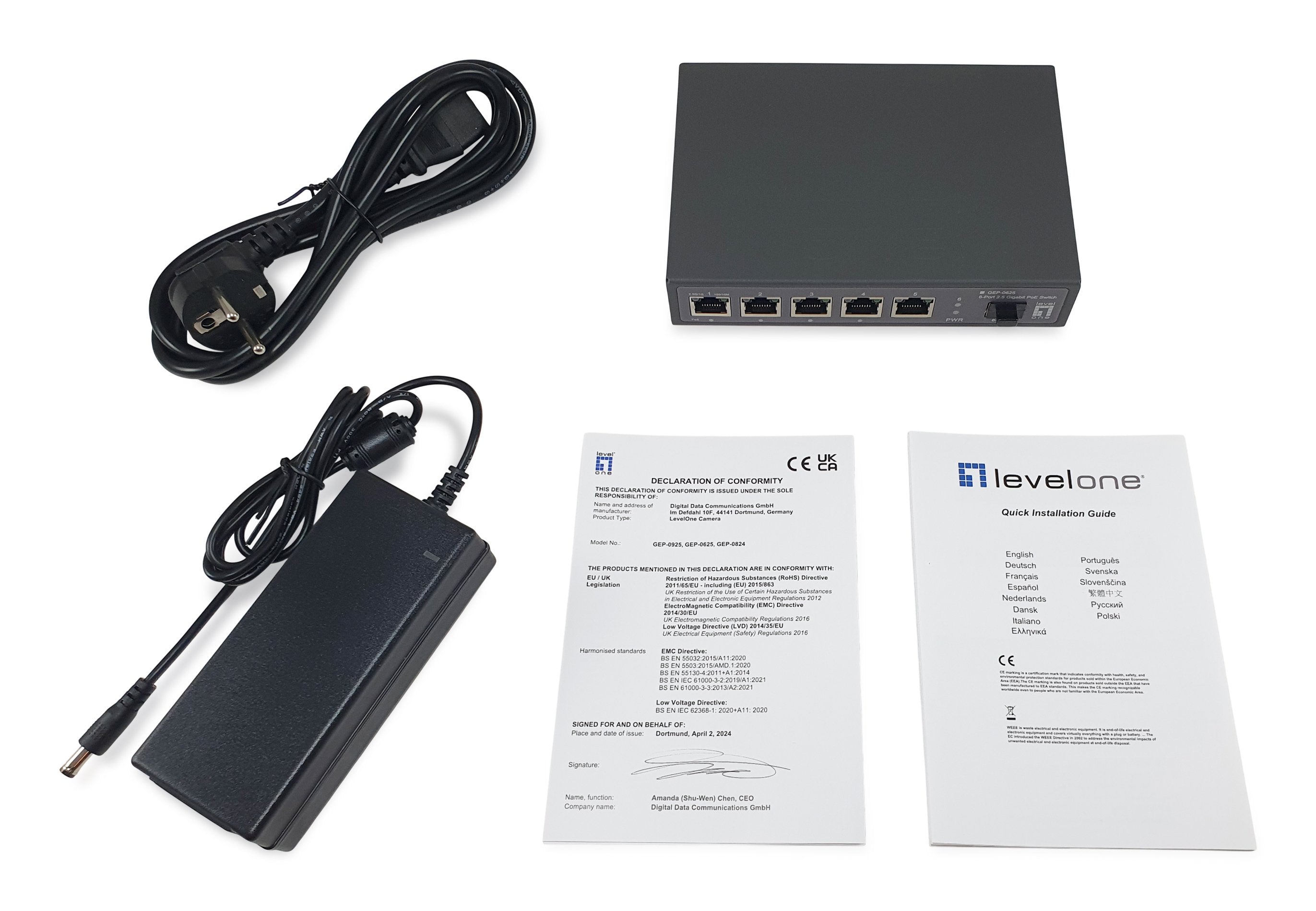 Switch Levelone 6x Ge Gep-0625 2.5gbe 57w 8xpoe+ Sw