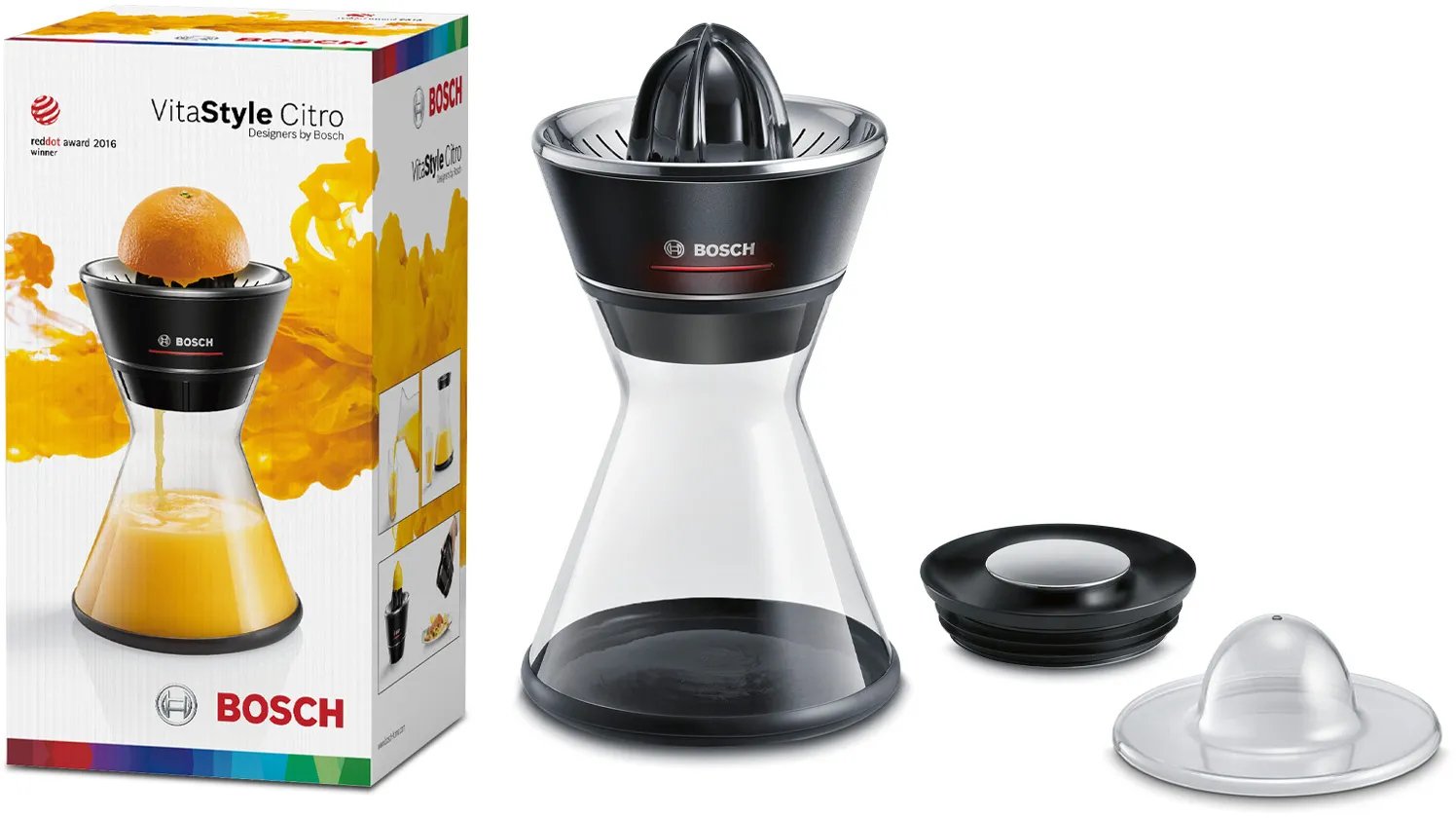 EAN 4242002996776 - Bosch MCP72GPB prensasde cítricos Plástico, Acero inoxidable Negro, Transparente imagen 3