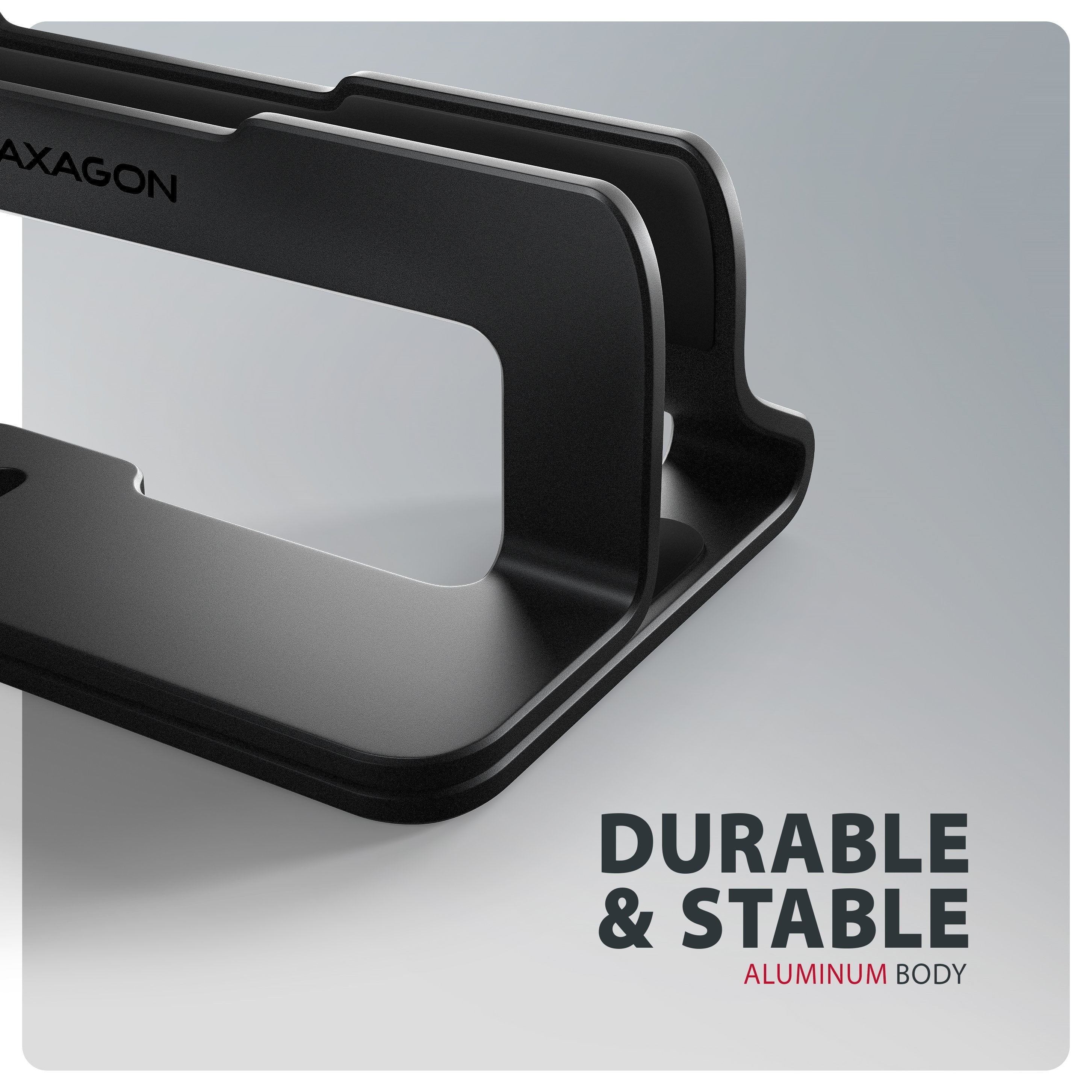 EAN 8595247909282 - Axagon STND-VB Vertikaler Laptop-Ständer, einstellbare Breite, Aluminium Soporte para ordenador portátil imagen 6