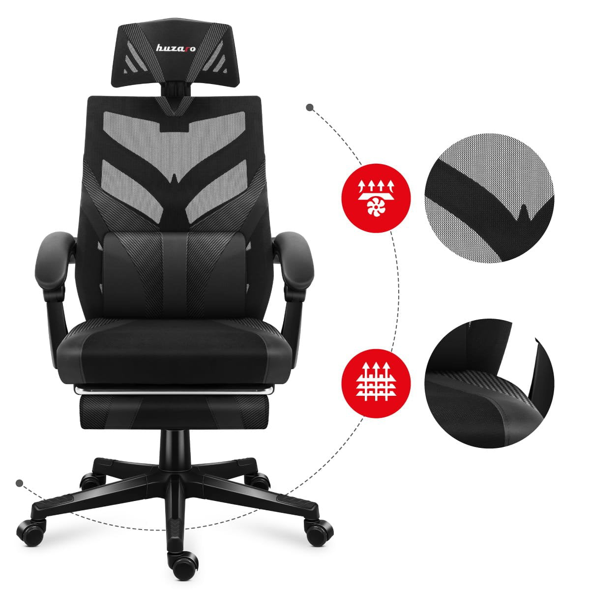 EAN 5903796010824 - Huzaro Combat 5.0 Silla para videojuegos de PC Asiento de malla Negro imagen 16