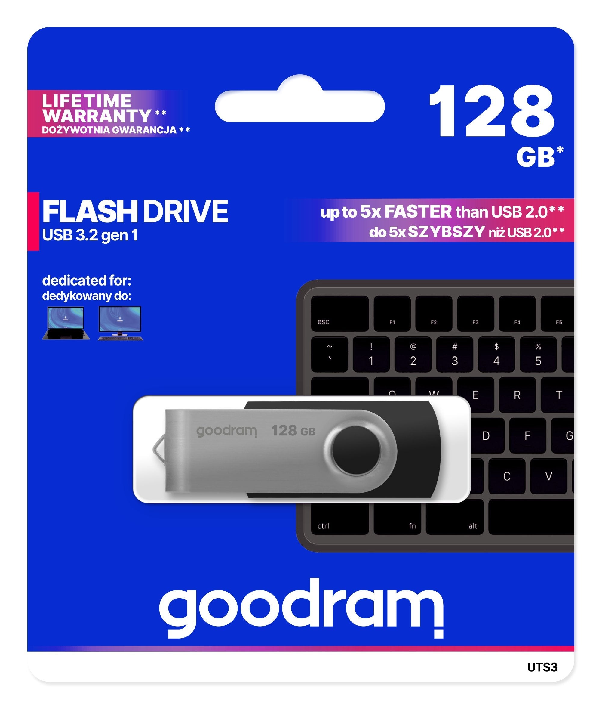 Pendrive Goodram Uts3-1280k0r11 (128gb; Usb 3.0; Black Color)