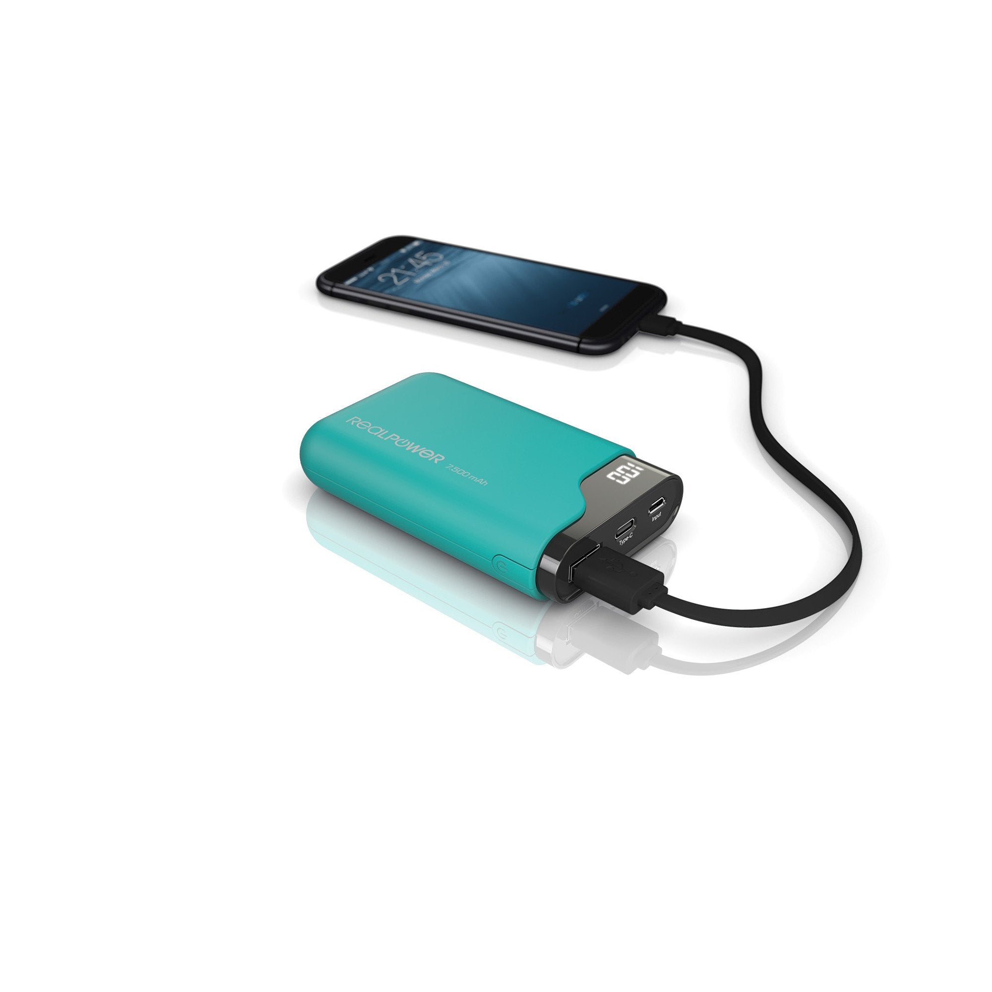 Powerbank Realpower Grün Type-C 7500