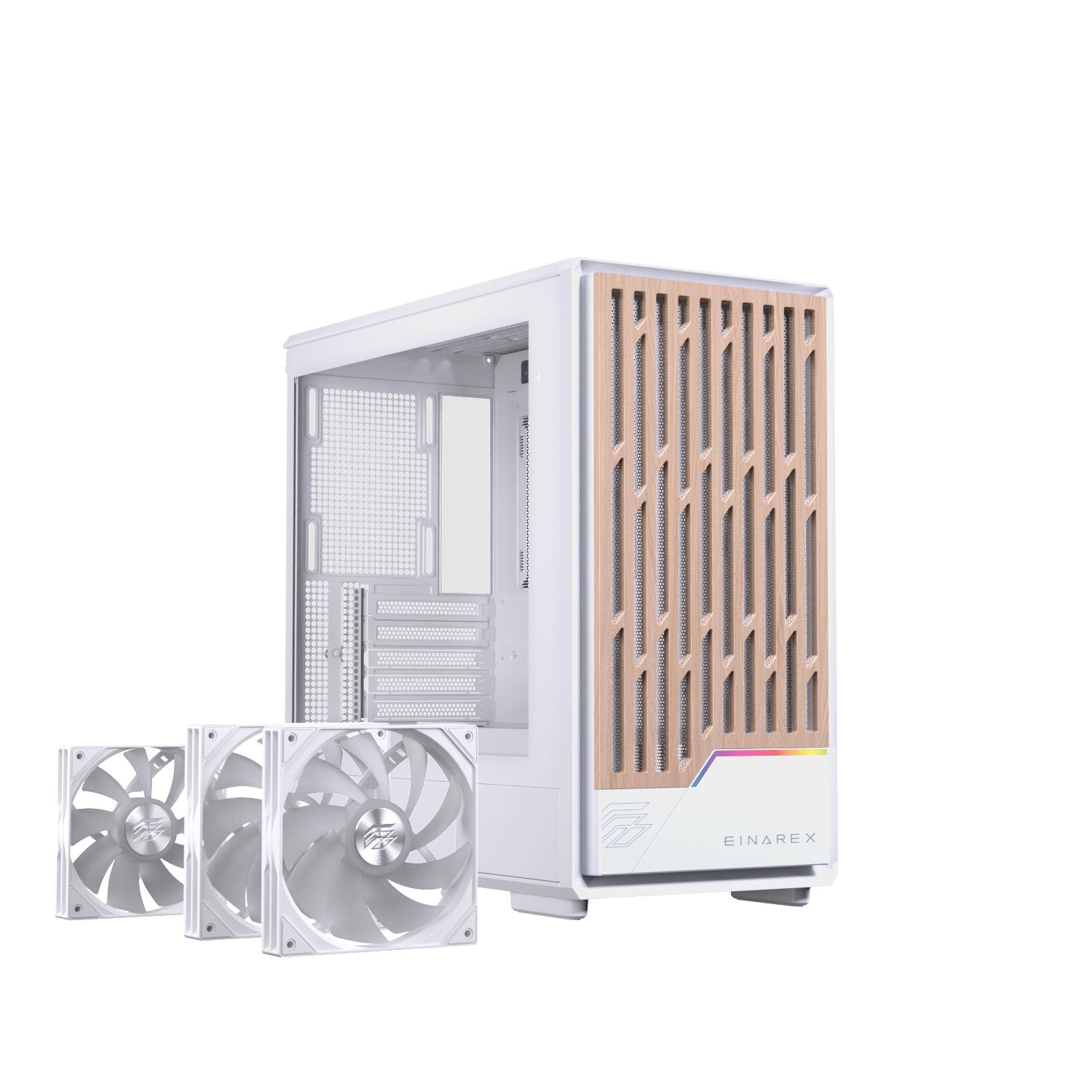 Caja Micro-Atx Semitorre Einarex Pm400 Rgb 3 Fans Blanca Excs-Pm-400r-W
