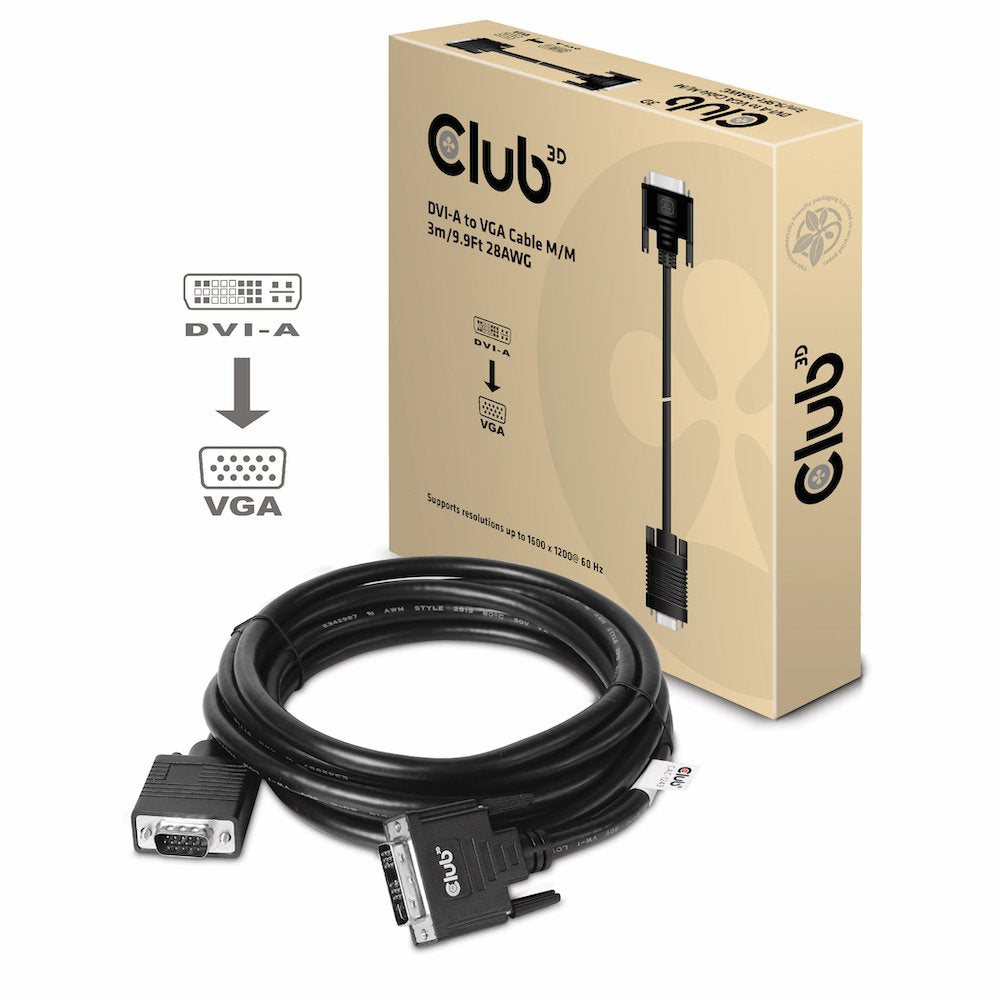 EAN 8719214471514 - CLUB3D DVI-A TO VGA CABLE M/M 3m/ 9.8ft 28 AWG Negro imagen 2
