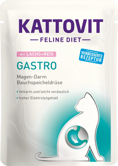 Comida Húmeda Para Gatos Kattovit Feline Diet Gastro Salmon With Rice 85g