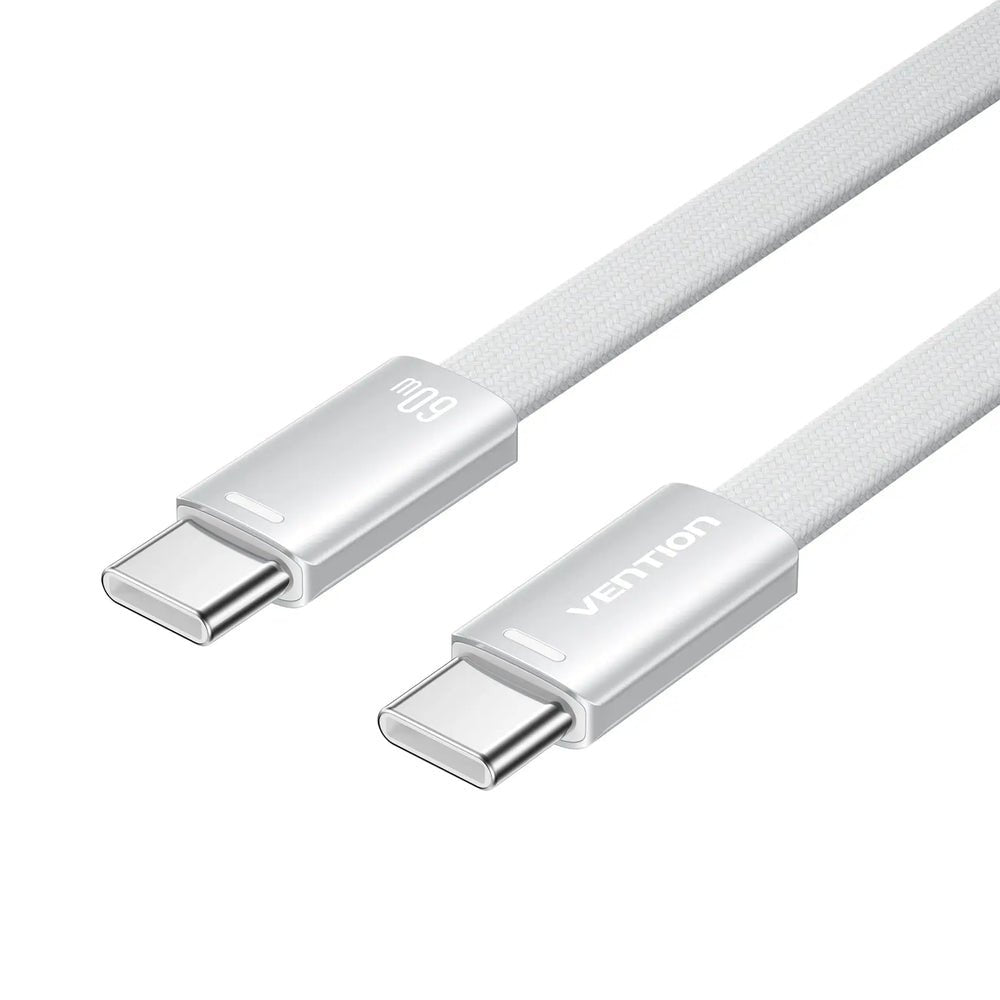 Vention Flat Usb 2.0 Usb-C M-M Cabl 3a Cable 1m Silver Aluminum