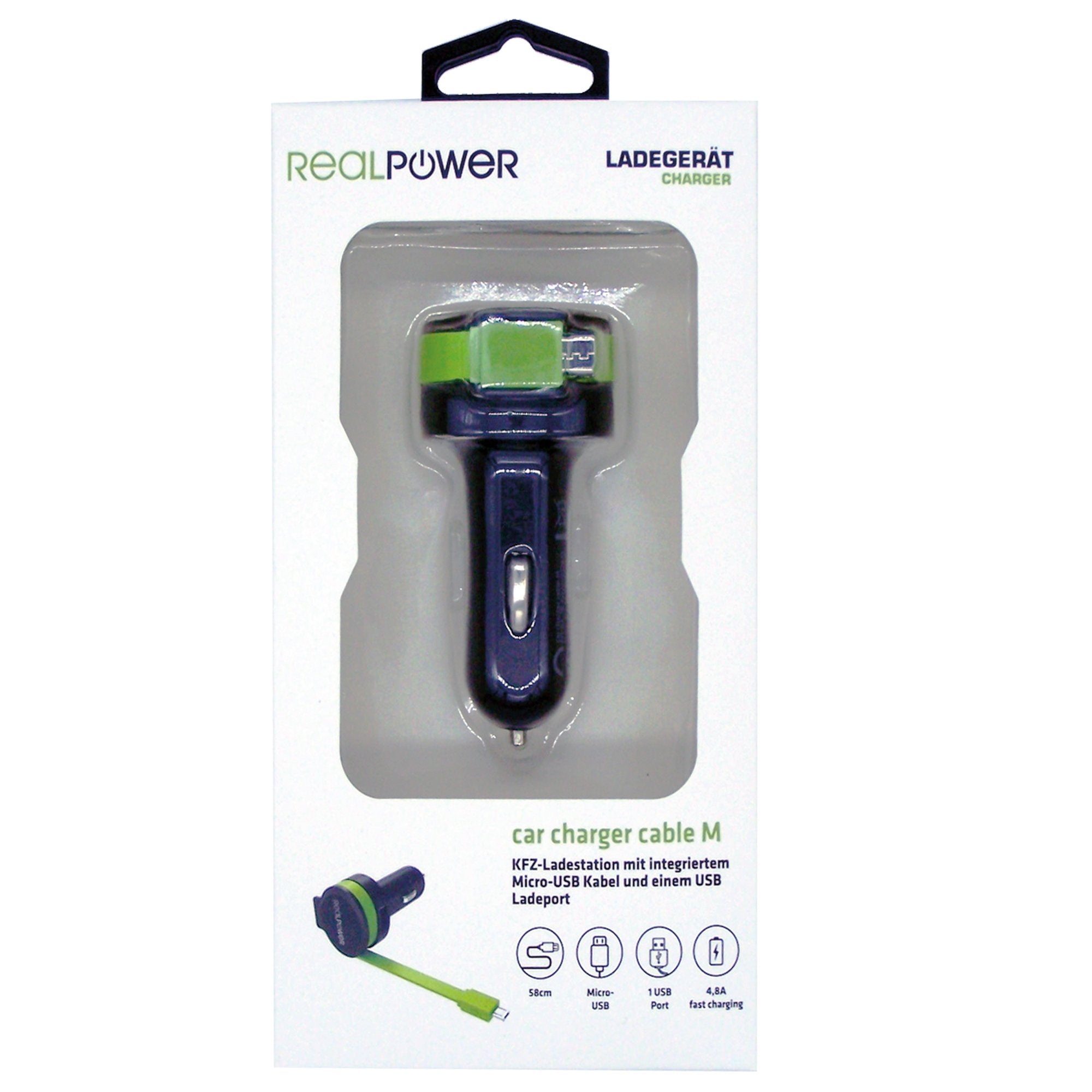 EAN 4040895005205 - RealPower 257635 cargador de dispositivo móvil Universal Negro, Verde Encendedor de cigarrillos Auto imagen 4